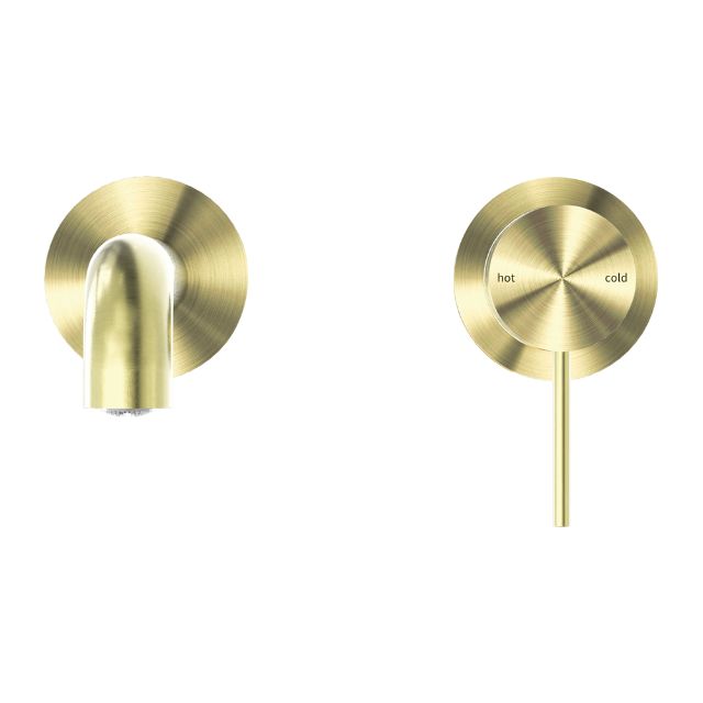 Buy Online Nero Mecca Wall Basin Mixer Separate Backplate 120mm Spout Brushed Gold NR221910C120BG - The Blue Space