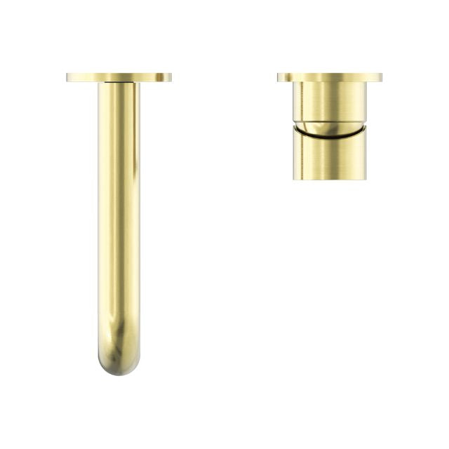 Shop Nero Mecca Wall Basin Mixer Separate Backplate 120mm Spout Brushed Gold NR221910C120BG - The Blue Space