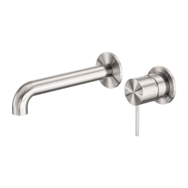 Nero Mecca Wall Basin/Bath Mixer Separate Back Plate 120mm Brushed Nickel