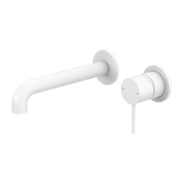 Nero Mecca Wall Basin Mixer Separate Backplate 185mm Spout Matte White - NR221910C185MW - The Blue Space