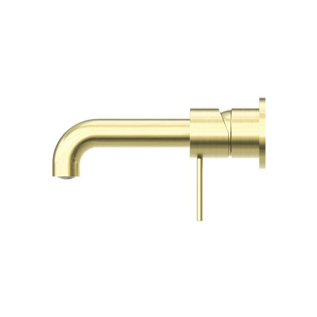 Buy Online Nero Mecca Wall Basin Mixer Separate Backplate 260mm Spout Brushed Gold - NR221910C260BG - The Blue Space