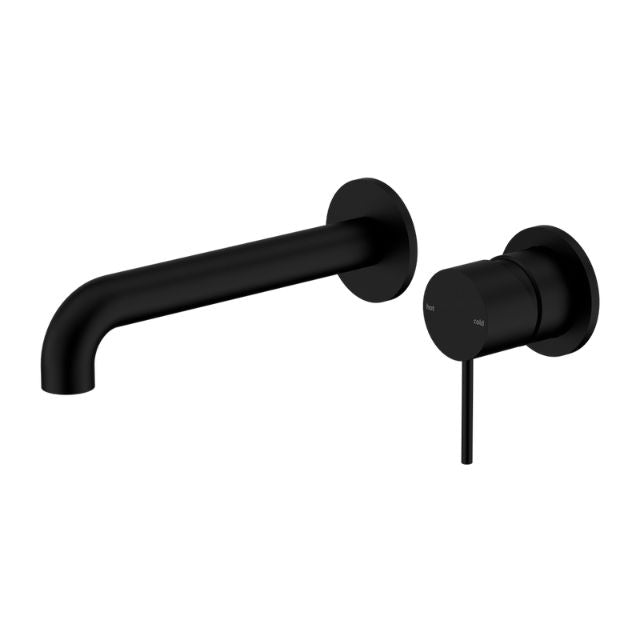 Nero Mecca Wall Basin Mixer Separate Backplate 260mm Spout Matte Black - NR221910C260MB - The Blue Space