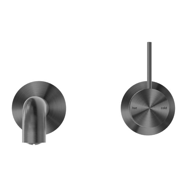 Buy Nero Mecca Wall Basin Mixer Separate Backplate Handle Up 120mm Spout Gun Metal - NR221910D120GM - The Blue Space