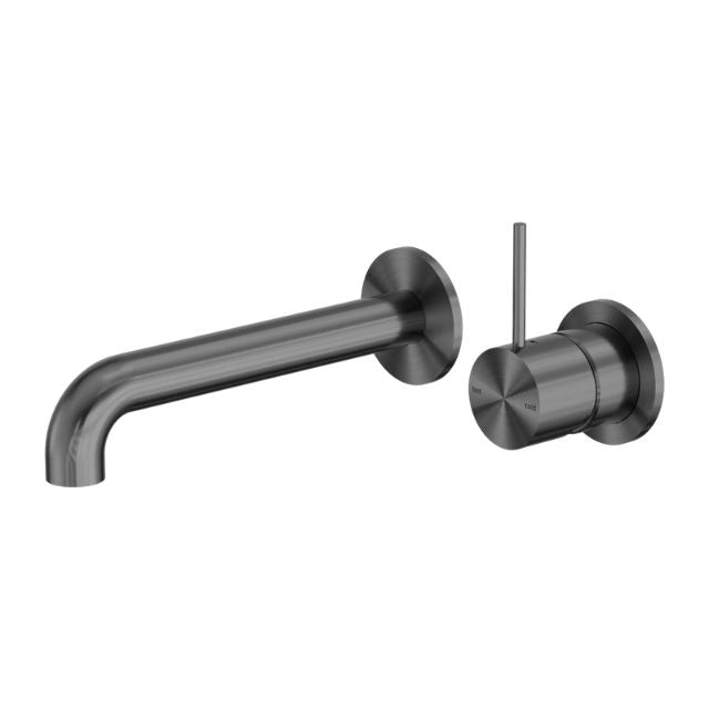 Nero Mecca Wall Basin Mixer Separate Backplate Handle Up 120mm Spout Gun Metal - NR221910D120GM - The Blue Space