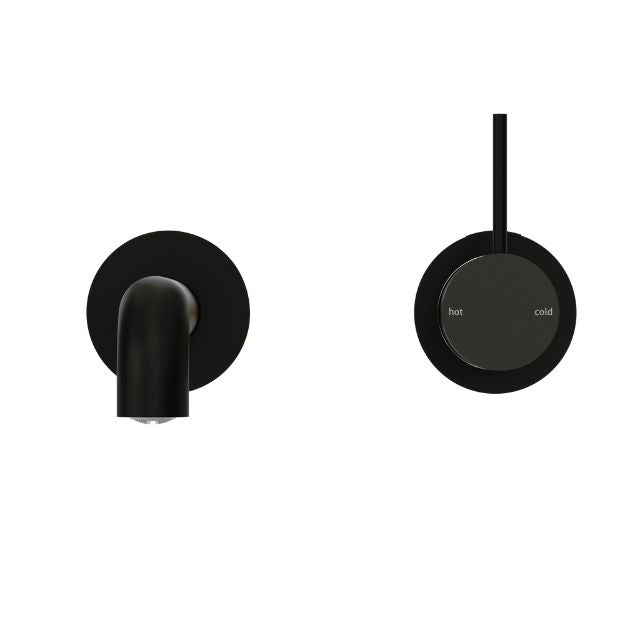Nero Mecca Wall Basin/Bath Mixer Separate Back Plate Handle Up 120mm Matte Black