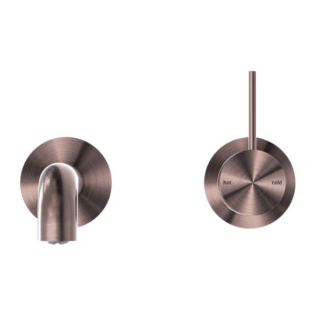 Buy Online Nero Mecca Wall Basin Mixer Separate Backplate Handle Up 185mm Spout Brushed Bronze - NR221910D185BZ - The Blue Space