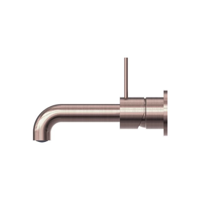Buy Now Nero Mecca Wall Basin Mixer Separate Backplate Handle Up 185mm Spout Brushed Bronze - NR221910D185BZ - The Blue Space