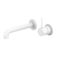 Nero Mecca Wall Basin Mixer Sep BP Handle Up 185mm Spout Matte White - The Blue Space