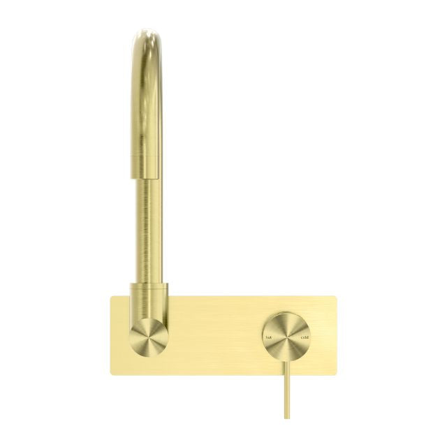 Buy Online Nero Mecca Wall Basin / Bath Mixer Set with Swivel Spout in Brushed Gold NR221910QBG - The Blue Space