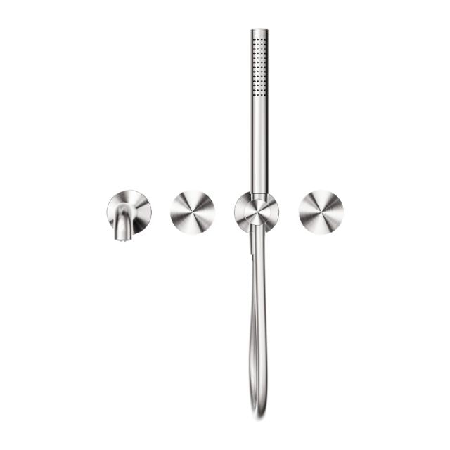 Front Nero Opal Progressive Shower System Separate Plate With Spout 250mm Brushed Nickel NR252003B250BN - The Blue Space