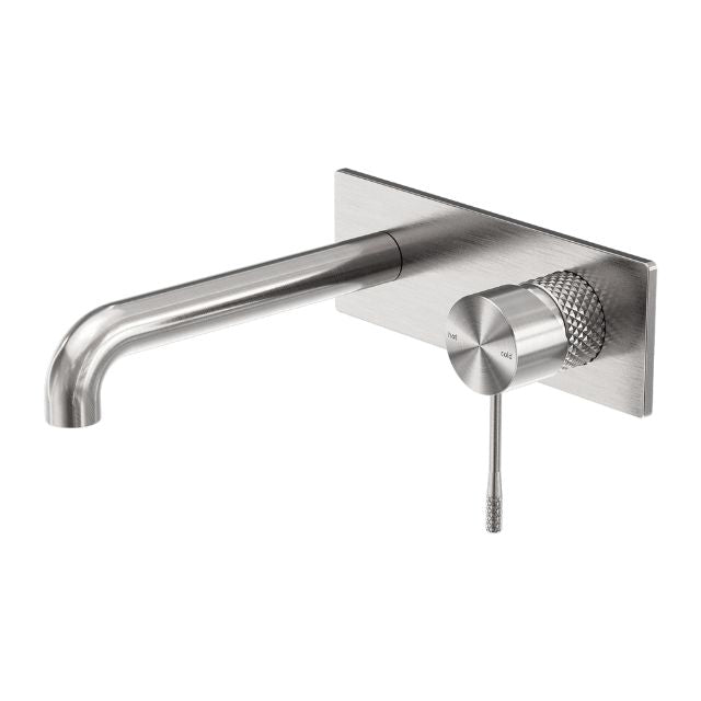 Nero Opal Wall Basin/Bath Mixer 120mm Brushed Nickel