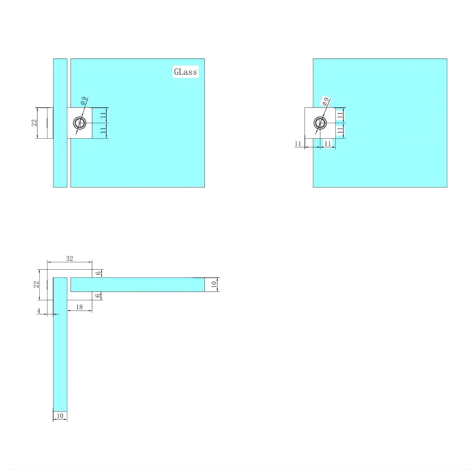 Nero Over Panel Glass to Glass Fitting - The Blue Space