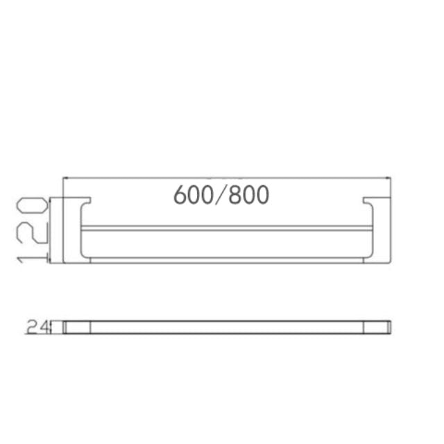 Technical Drawing Nero Pearl/Vitra Double Towel Rail 800mm - Gun Metal Grey NR8030DGM - The Blue Space
