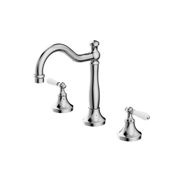 Nero York Basin Set With White Porcelain Lever Chrome NR692102a01CH - The Blue Space