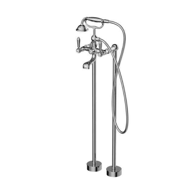 Nero York Freestanding Bath Set With Metal Hand Shower Chrome NR692103a02CH - The Blue Space