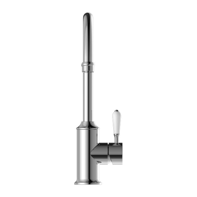 Buy Nero York Kitchen Mixer Gooseneck Spout With White Porcelain Lever Chrome NR69210601CH - The Blue Space