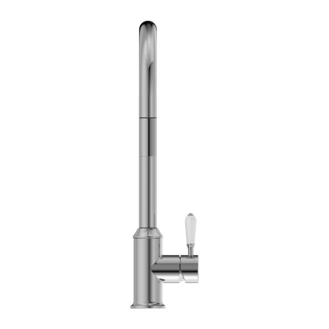 Buy Nero York Pull Out Sink Mixer With Vegie Spray Function With White Porcelain Lever Chrome NR69210801CH - The Blue Space