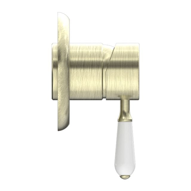 Buy Nero York Shower Mixer With White Porcelain Lever Aged Brass NR69210901AB - The Blue Space
