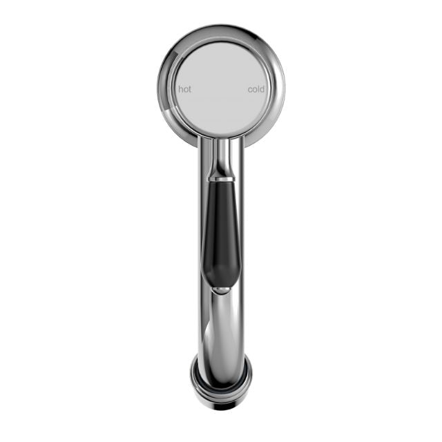 Nero York Straight Basin Mixer With Black Porcelain Lever Chrome