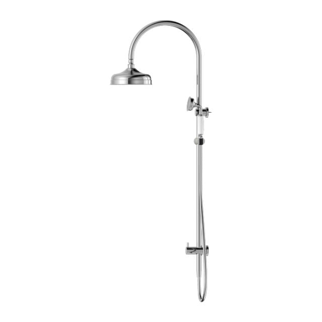 Nero York Twin Shower With White Porcelain Hand Shower Chrome