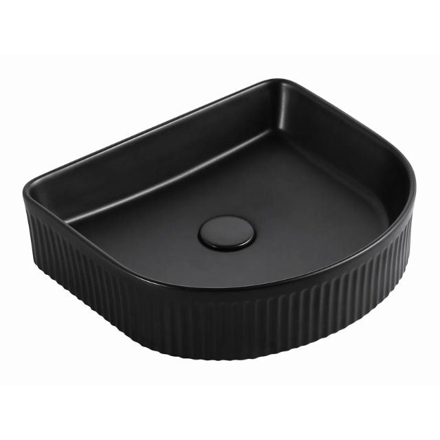 Otti Archie 415mm Fluted Above Counter Basin - Matte Black OT4136CMB