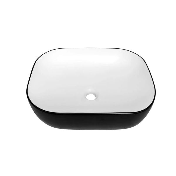 Otti Artis O'96 480mm Oval Above Counter Basin - Matte Black & Matte White IS4096MWB - The Blue Space