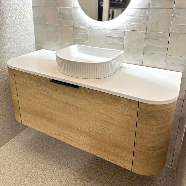 Otti Bondi Wall Hung Curve Vanity - Natural Oak