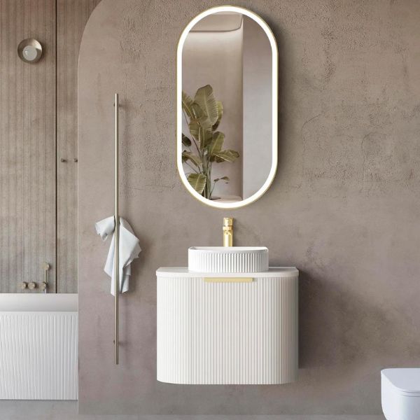 Otti Bondi Fluted Curved Wall Hung Vanity - White