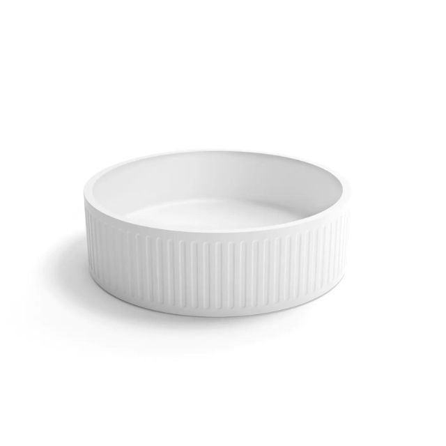 Otti Hudson 400mm Fluted Round Above Counter Basin - White OT4000CONW - The Blue Space
