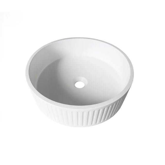 Otti Hudson 400mm Fluted Round Above Counter Basin - White OT4000CONW