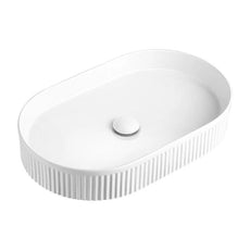 Otti Kensington 580mm Fluted Oval Above Counter Basin - Gloss White OT5836 - The Blue Space