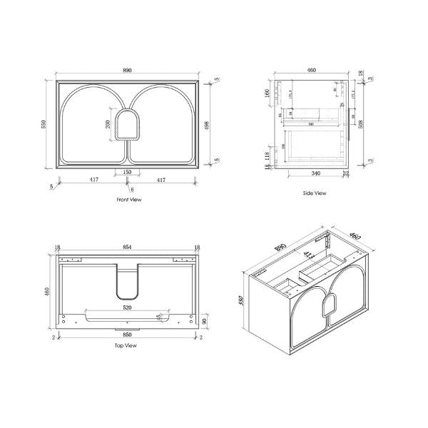 Otti Laguna Mk II Wall Hung Vanity in Matte White with Undermount Basin