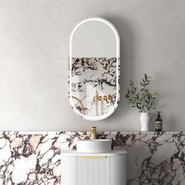 Otti Noosa 900 Oval Shape Led Shaving Cabinet White LED-SOV9045