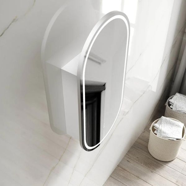 Otti Noosa 900 Oval Shape Led Mirror Shaving Cabinet White LED-SOV9045