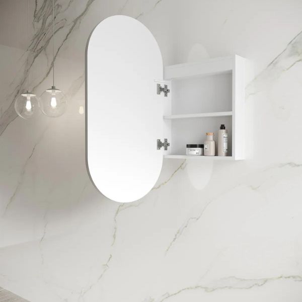 Otti Noosa 900 Oval Shape Led Shaving Cabinet White LED-SOV9045