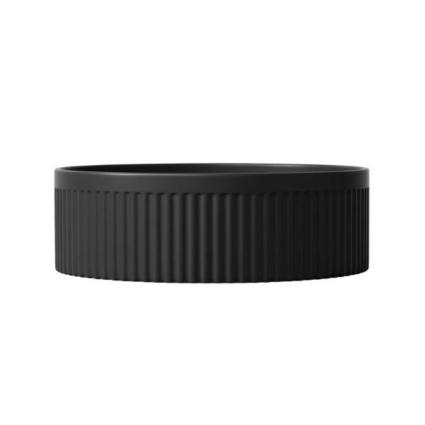 Otti Oxford 395mm Fluted Round Above Counter Basin - Matte Black OT3950MB - The Blue Space