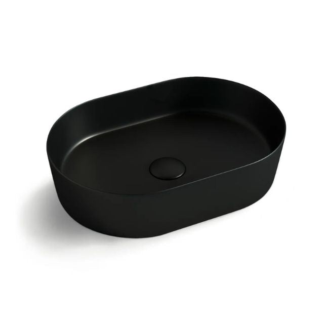 Otti Quay 500mm Oval Above Counter Basin - Matte Black OT5035MB - The Blue Space