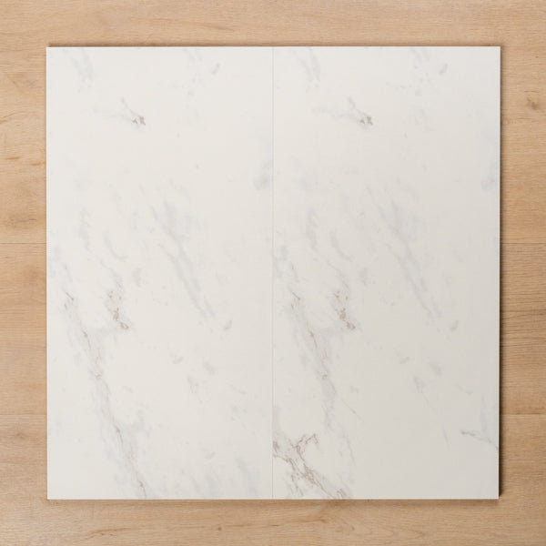 Paradise Calacatta Satin Rectified Ceramic Tile 300x600mm Double - The Blue Space