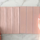 Pastel Pink Bella Subway Tile Gloss 65 x 265 x 6mm Ceramic - The Blue Space
