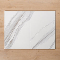 Perisher White Marble Gloss Cushioned Edge Ceramic Tile 300x450mm Double - The Blue Space
