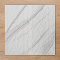 Perisher White Marble Gloss Rectified Ceramic Decor Tile 300x600mm - The Blue Space