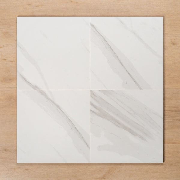 Perisher White Marble Matt Rectified Porcelain GP Tile 300x300mm - The Blue Space
