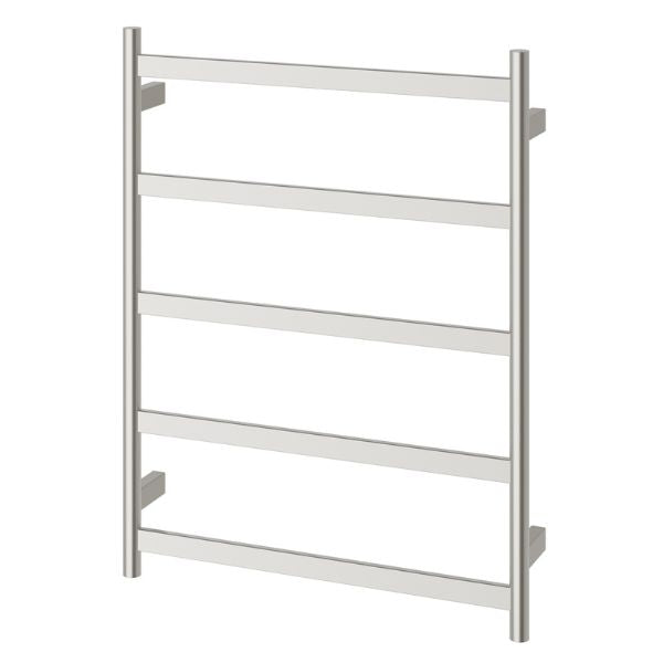 Phoenix Five Flat Bar Heated Towel Ladder 550mm x 740mm - Brushed Nickel - 652-8750-40