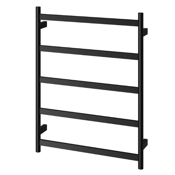Phoenix Five Flat Bar Heated Towel Ladder 550mm x 740mm - Matte Black - 652-8750-10