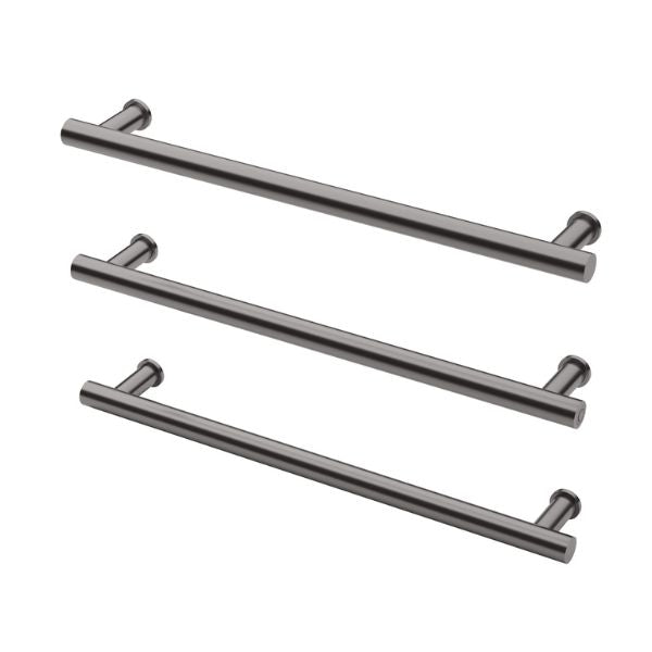 Phoenix Heated Triple Towel Rail Round 600mm - Brushed Carbon - 650-8762-31 - Horizontal View
