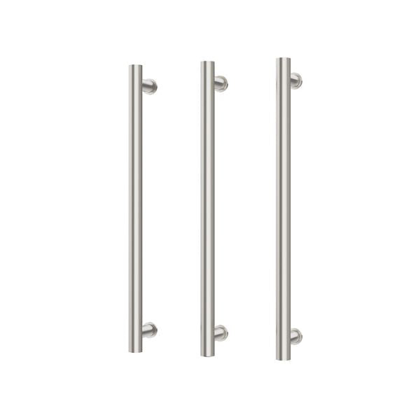Phoenix Heated Triple Towel Rail Round 600mm - Brushed Nickel - 650-8762-40