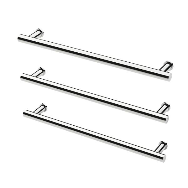 Phoenix Heated Triple Towel Rail Round 600mm - 650-8762-00 - Chrome - Horizontal View