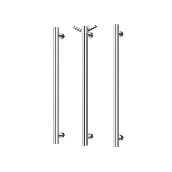 Phoenix Heated Triple Towel Rail Round 600mm - 650-8762-00 - Chrome with Vertical Rail Hook