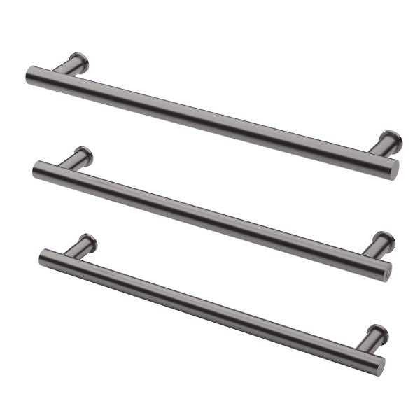 Phoenix Heated Triple Towel Rail Round 800mm - Brushed Carbon Horizontal View