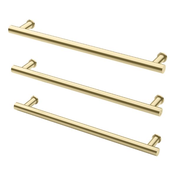 Phoenix Heated Triple Towel Rail Round 800mm - Brushed Gold